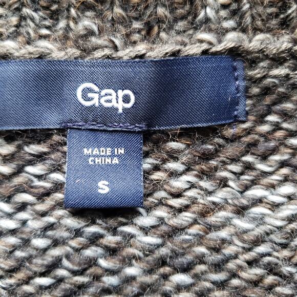 Gap Asymmetric Zipper Long Sleeve Wool Alpaca Brown Knit Cardigan Sweater Edgy S - Picture 10 of 13